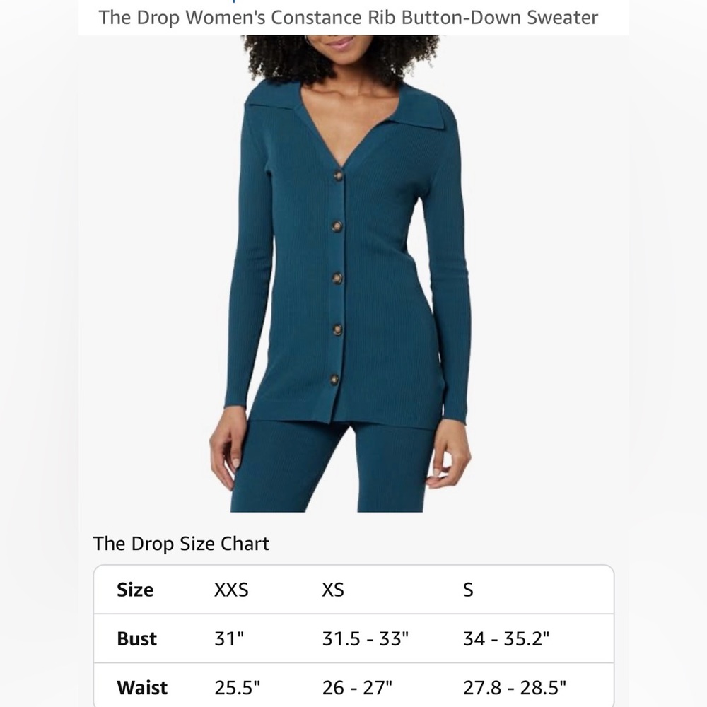Teal Button-Up Ribbed Women Top - Picture 9 of 10